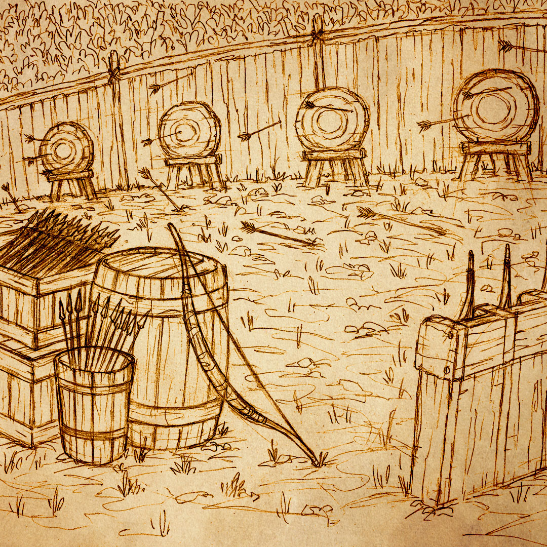 Dragon Returns: archery • pencil illustration