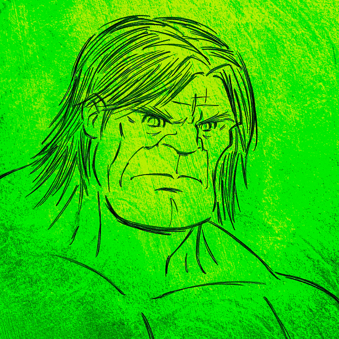 Incredible Hulk • pencil illustration with digital texture