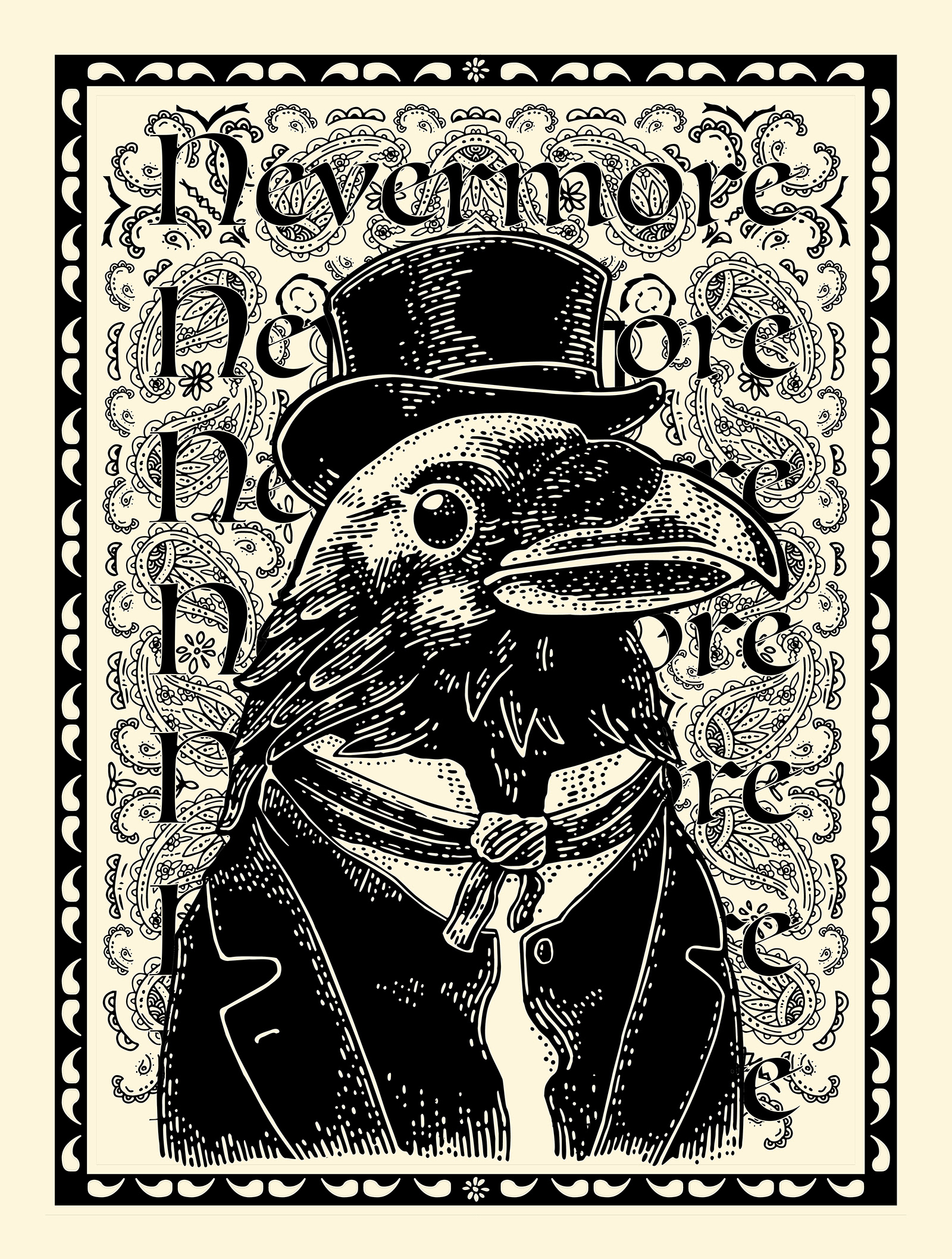 Nevermore and Edgar Allan Poe-inspired blanket design on POD template sold by my own Shopify store, The Bandana Blanket Company