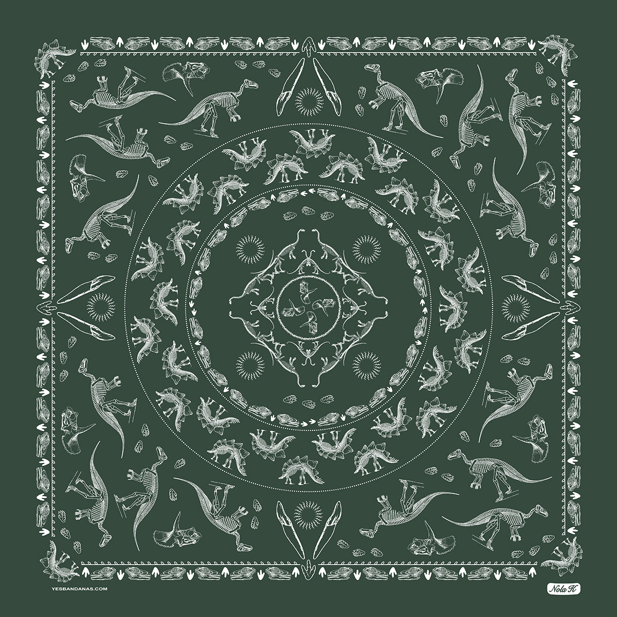 Dinosaur Skeletons Bandana Design for products sold in my online shops