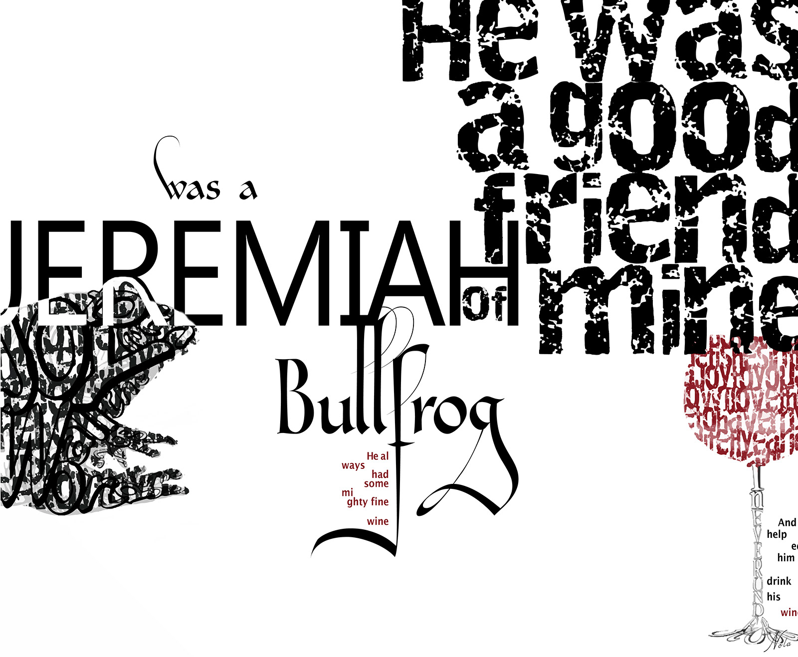 Music Lyrics Typography Poster assignment designed for a freshman graphic design assignment (2012), Ashford University, AZ where I studied online from my home in Thailand