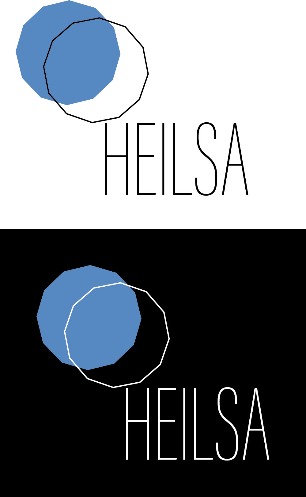 Logo on white and black designed for a graphic design course assignment (2018), Bellevue University, NE