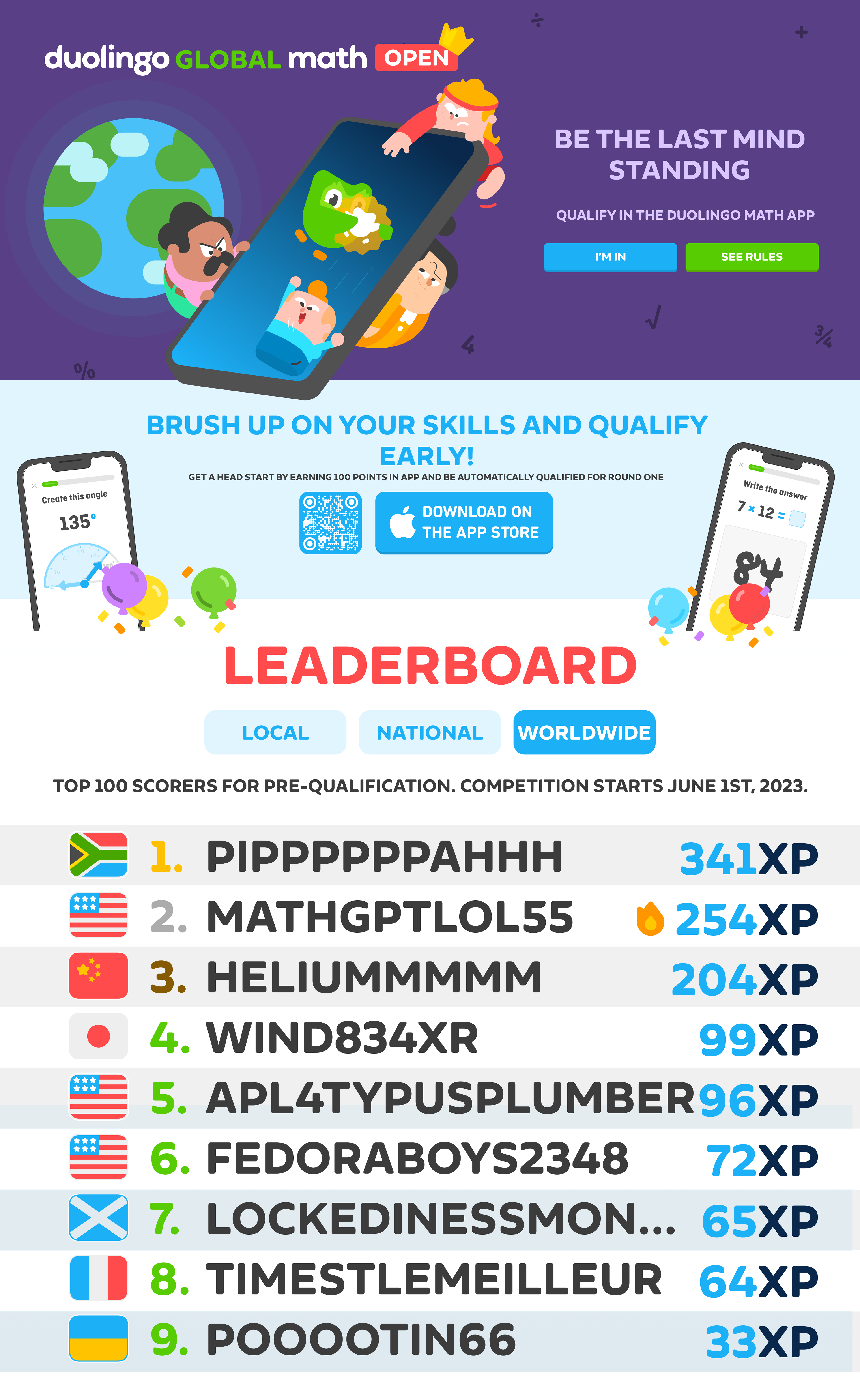 Duolingo Global Math Open Web Design Mockup #2