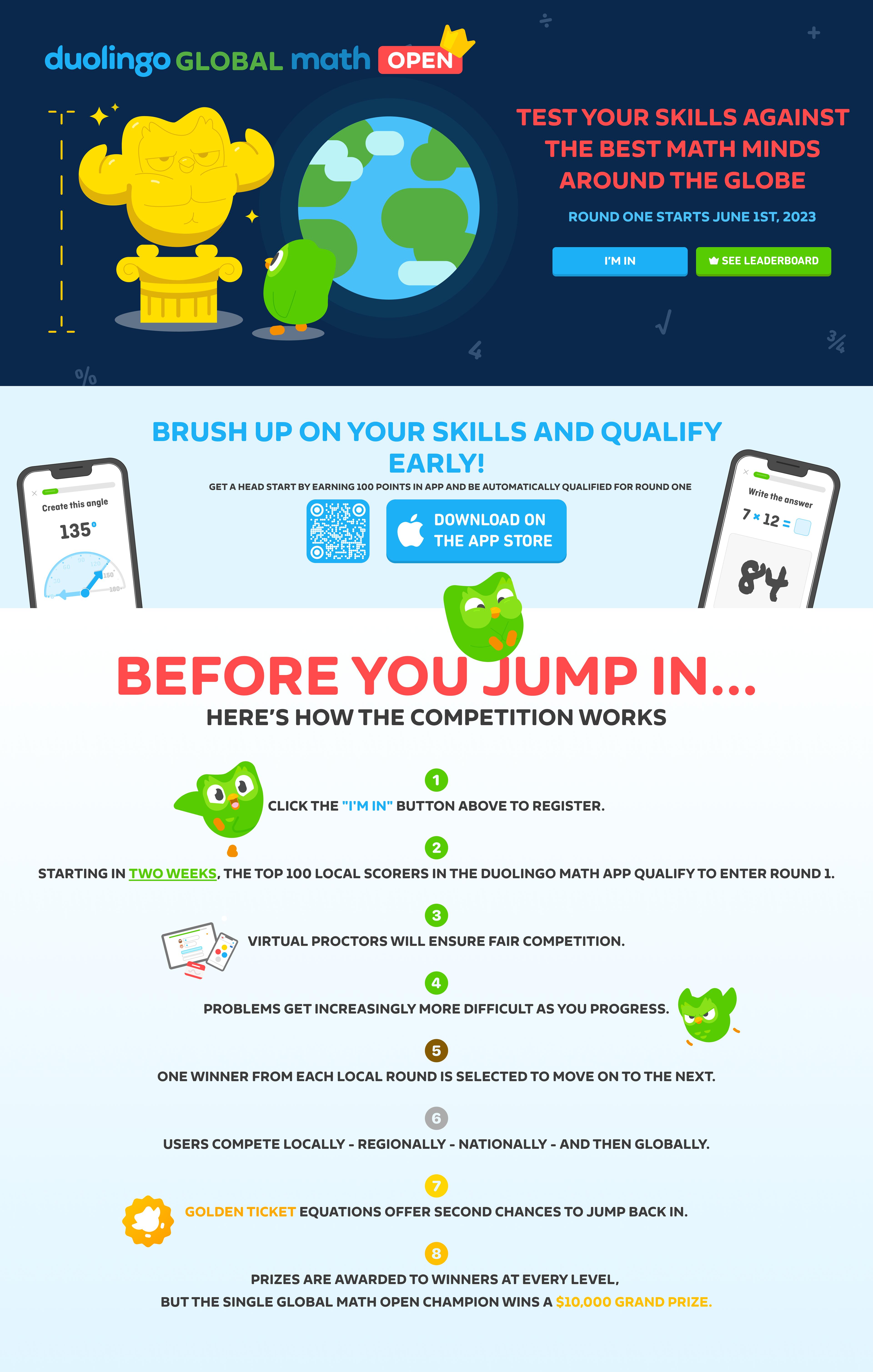 Duolingo Global Math Open Web Design Mockup #1