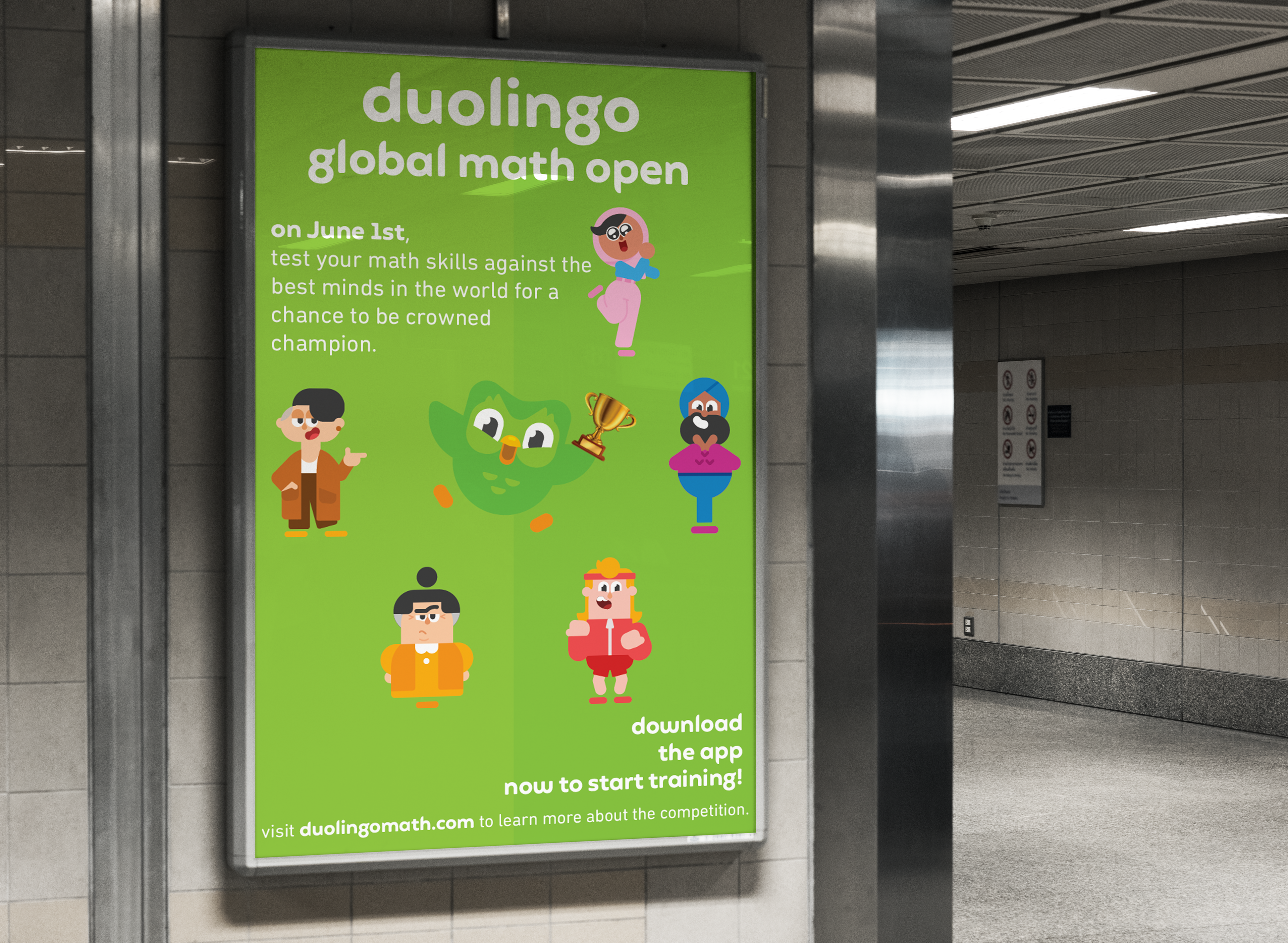 Duolingo Global Math Open Out of Home Advertisement Mockup #1