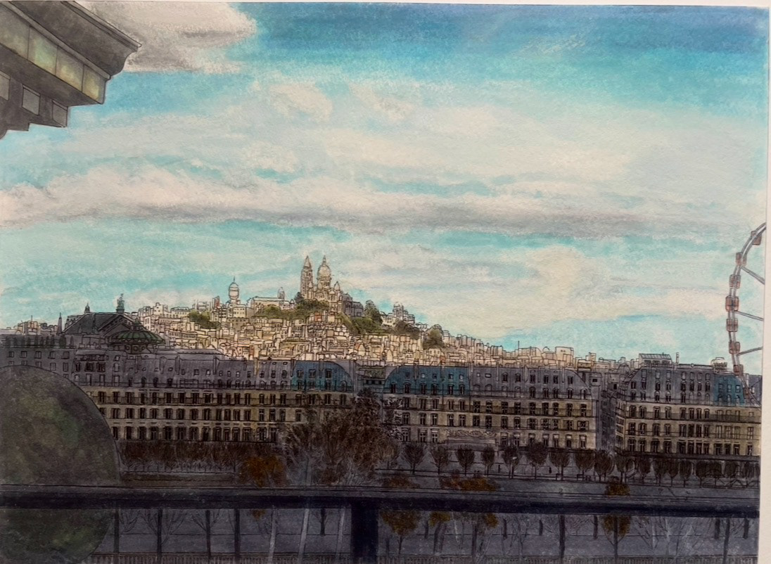 「遠景」2026 Copic,Soft Pastel, Fineliner