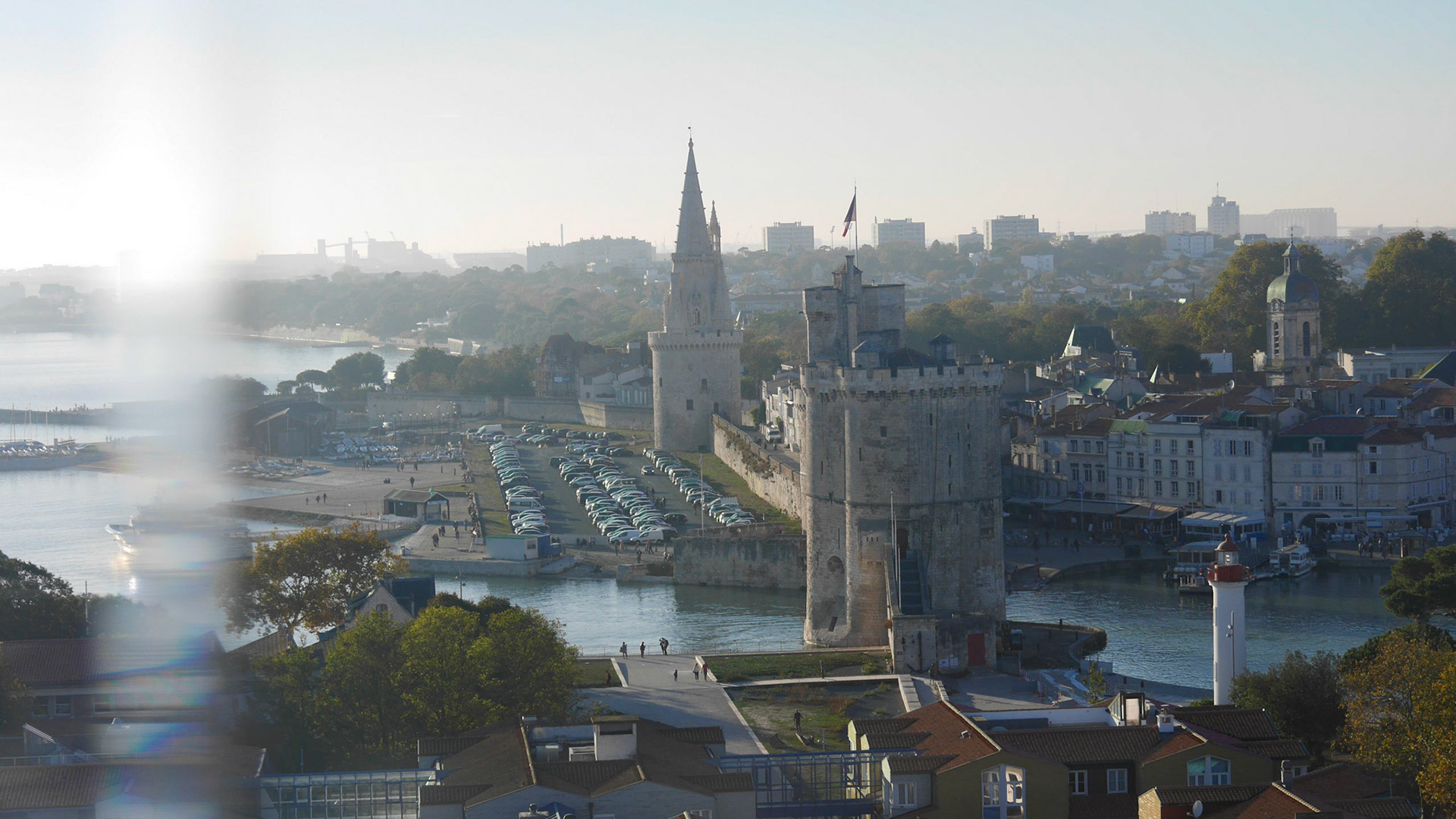 Les tours de La Rochelle depuis la grande roue.