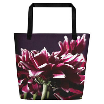 Black Floral Tote Bag