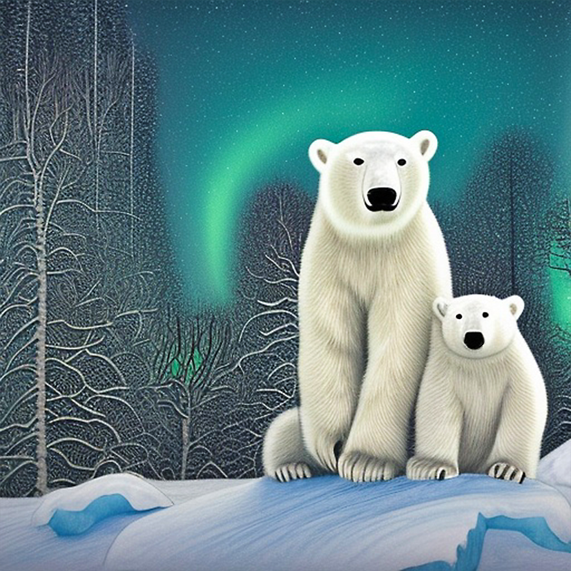 Polar Bear Northern Lights