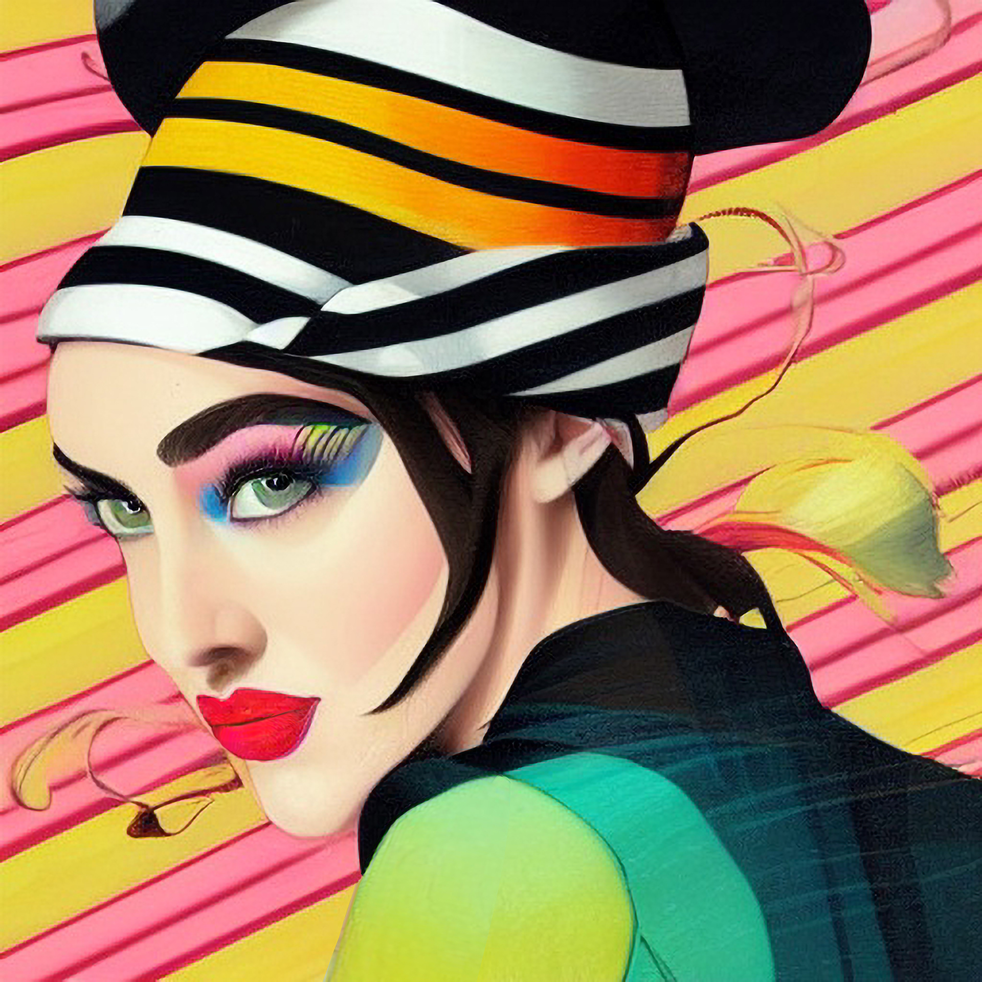 Pop Art Girl With Stripes