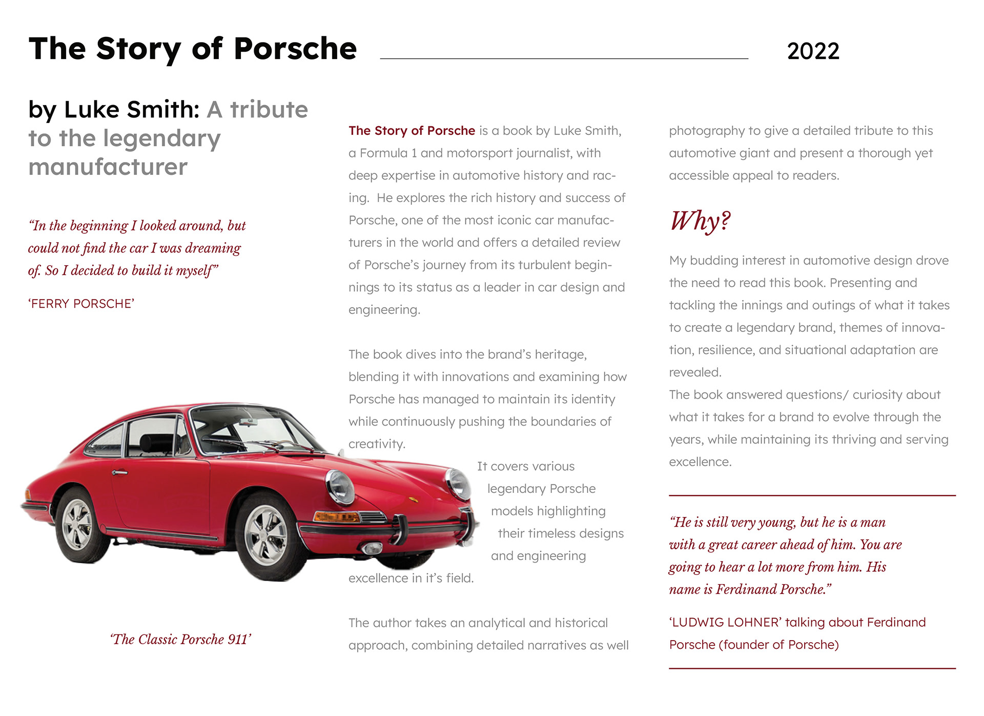 'Book synopsis and analysis' of The Story of Porsche by Luke Smith