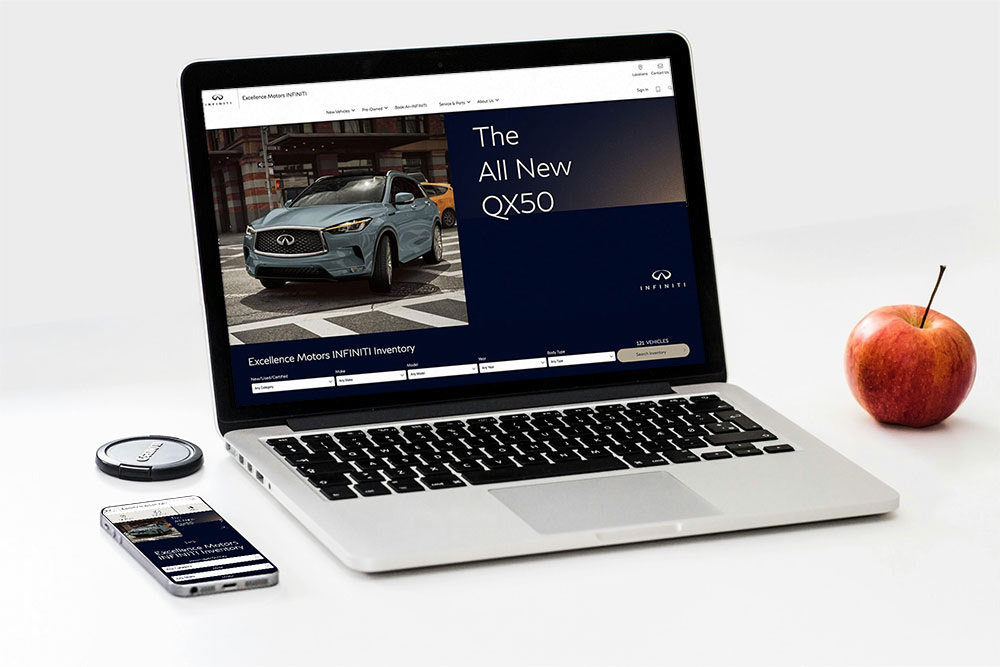 INFINITI Demo site shown in desktop and mobile