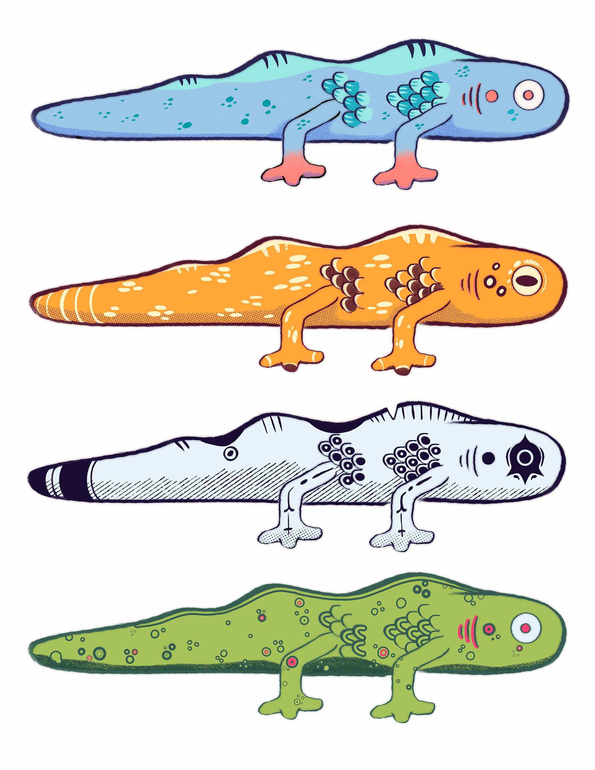 "Weird fish" Salamander Stickers