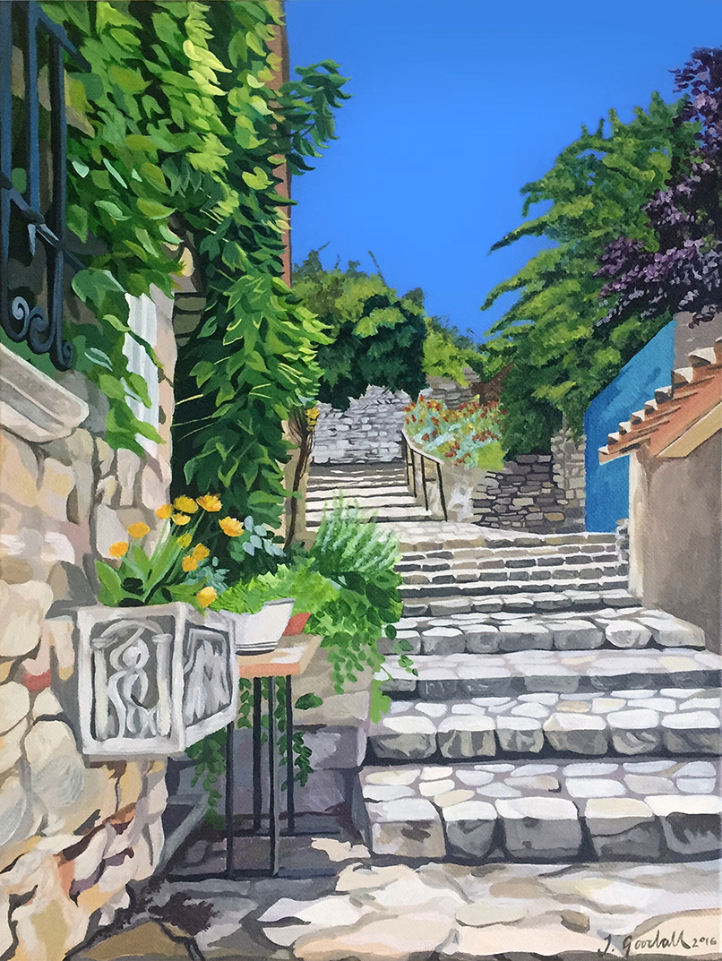 Cobbled Steps - Acrylic on canvas (30 x 40cm)