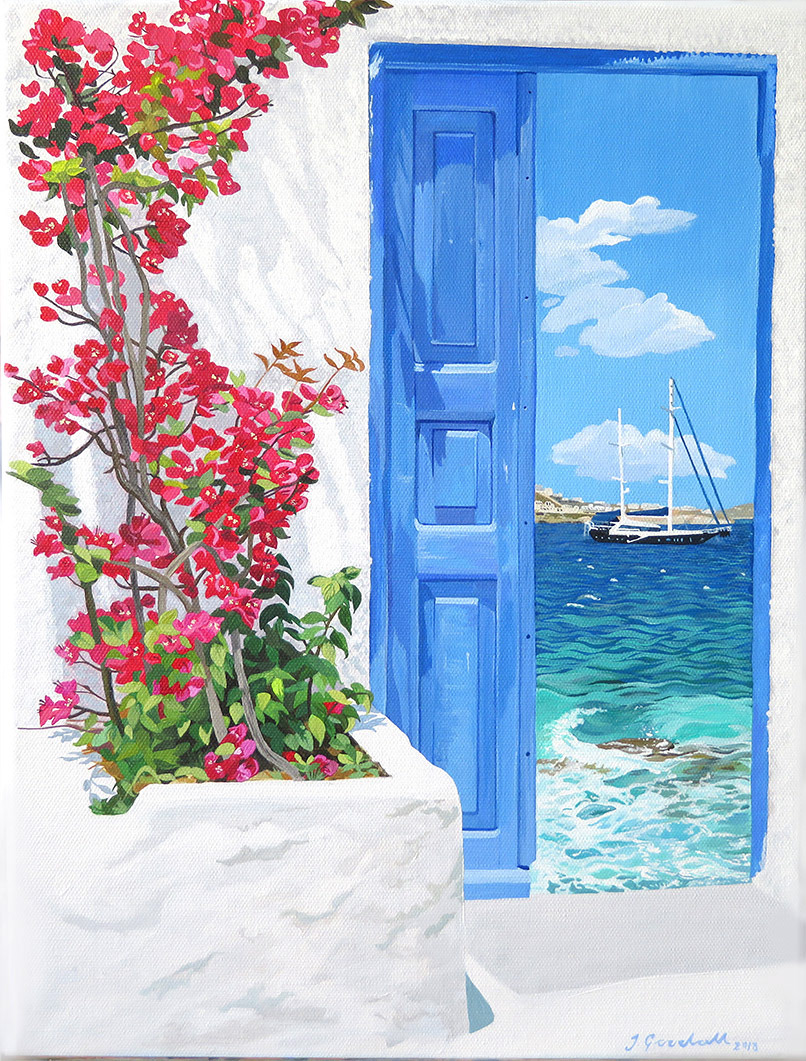 Beyond the Blue Door - Acrylic on Canvas (30 x 40cm)
