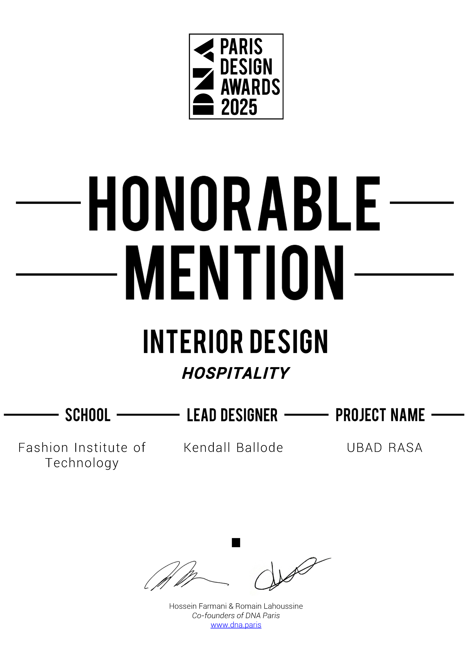 Paris Design Awards 2025 Honorable Mention