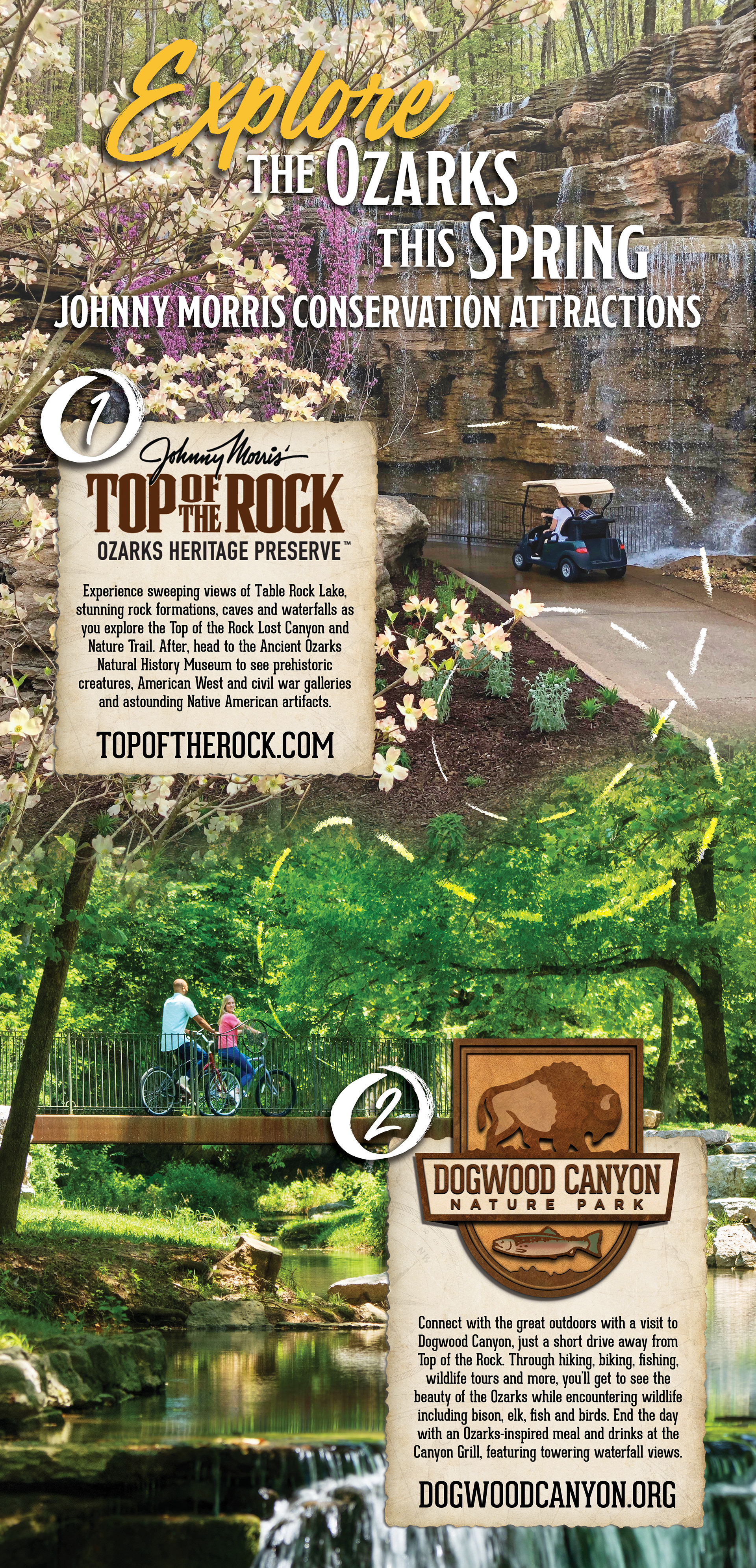 Dual Property Ad for Dogwood Canyon and Top of the Rock