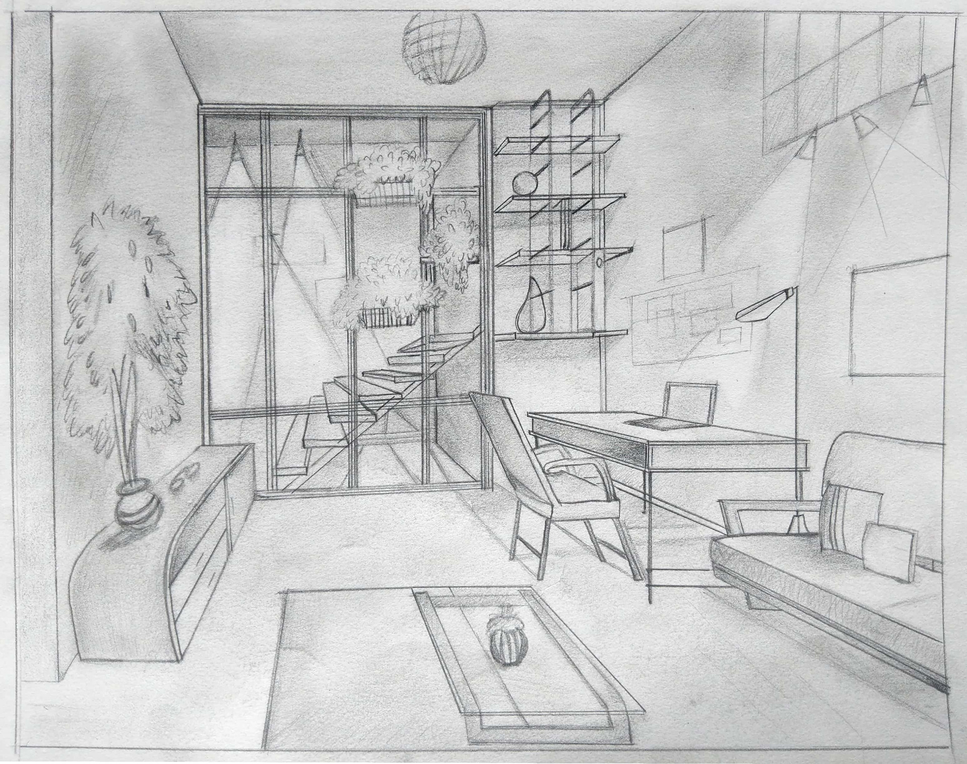 Perspective Sketch with tonal shading