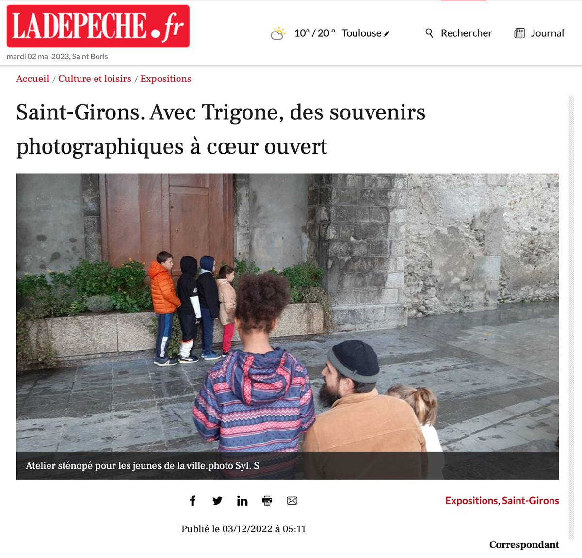 Parution dans La dépêche - Projet Saint-Girons à coeur