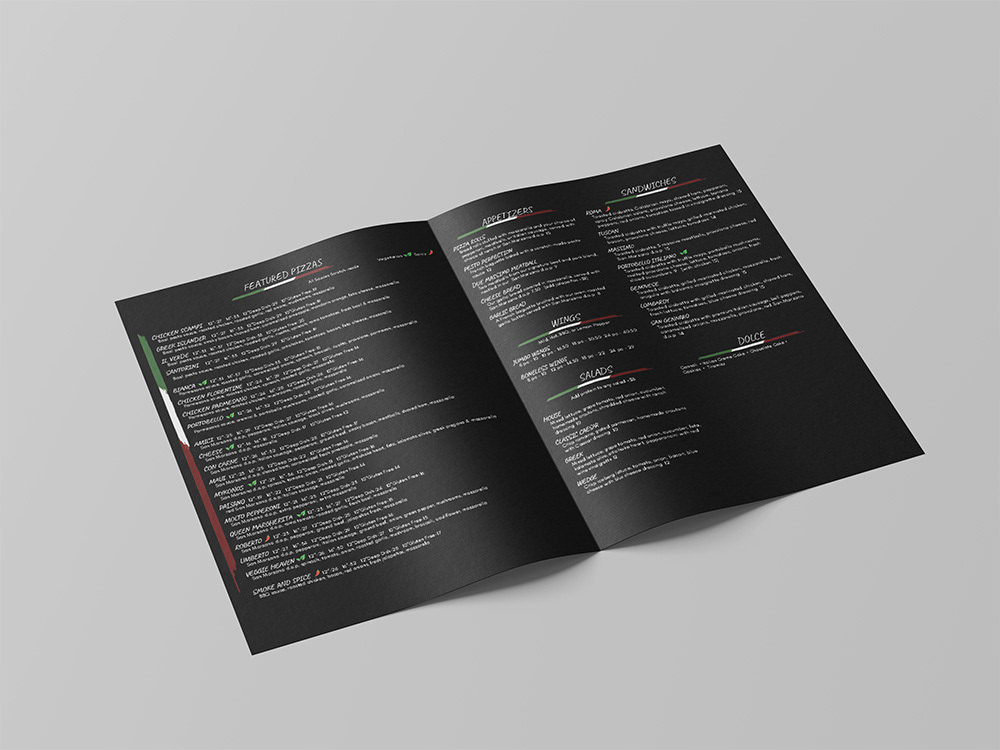 Booklet menu interior