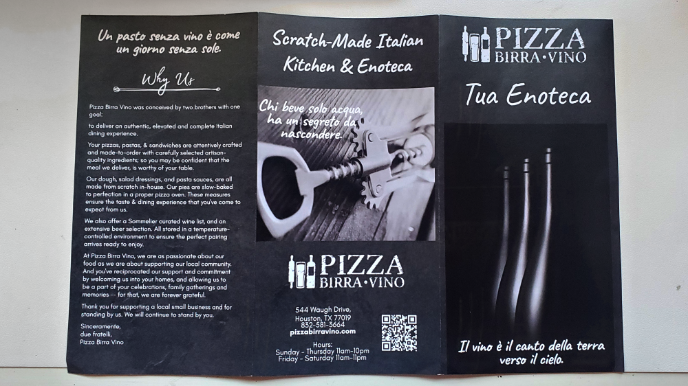 wine menu exterior
