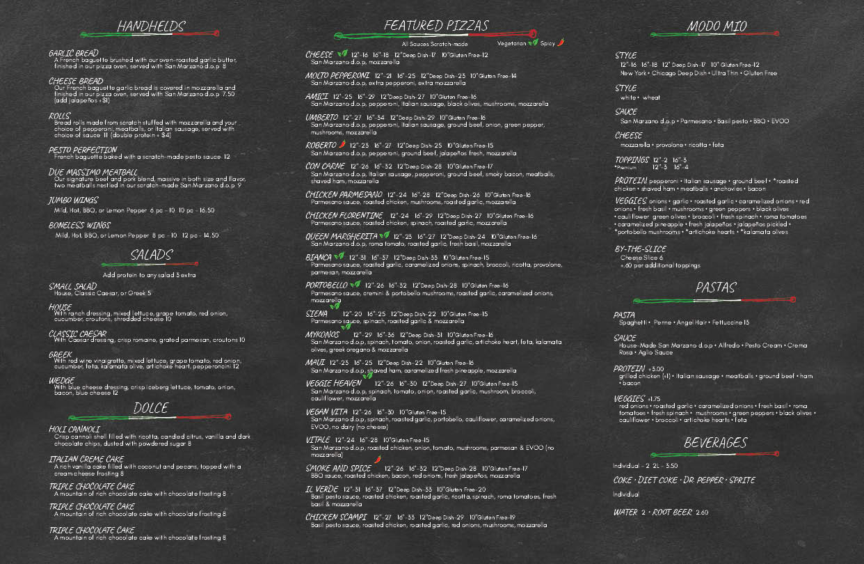 Second iteration of menu interior