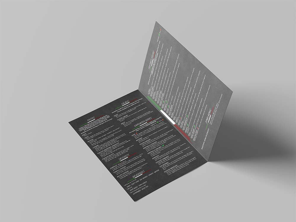 catering menu interior