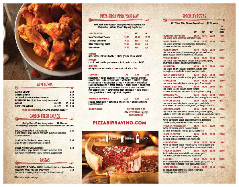 original trifold menu interior