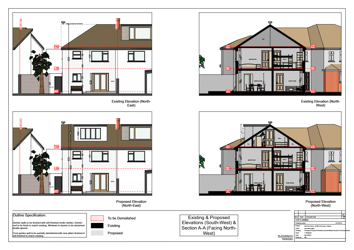 Existing & Proposed Elevations & Sections