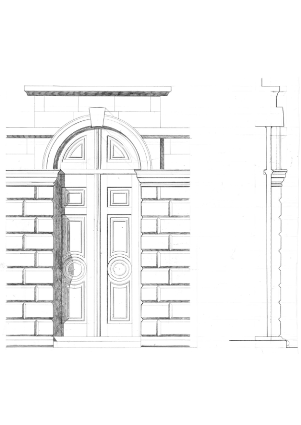 Elevation & Section of Entrance Door