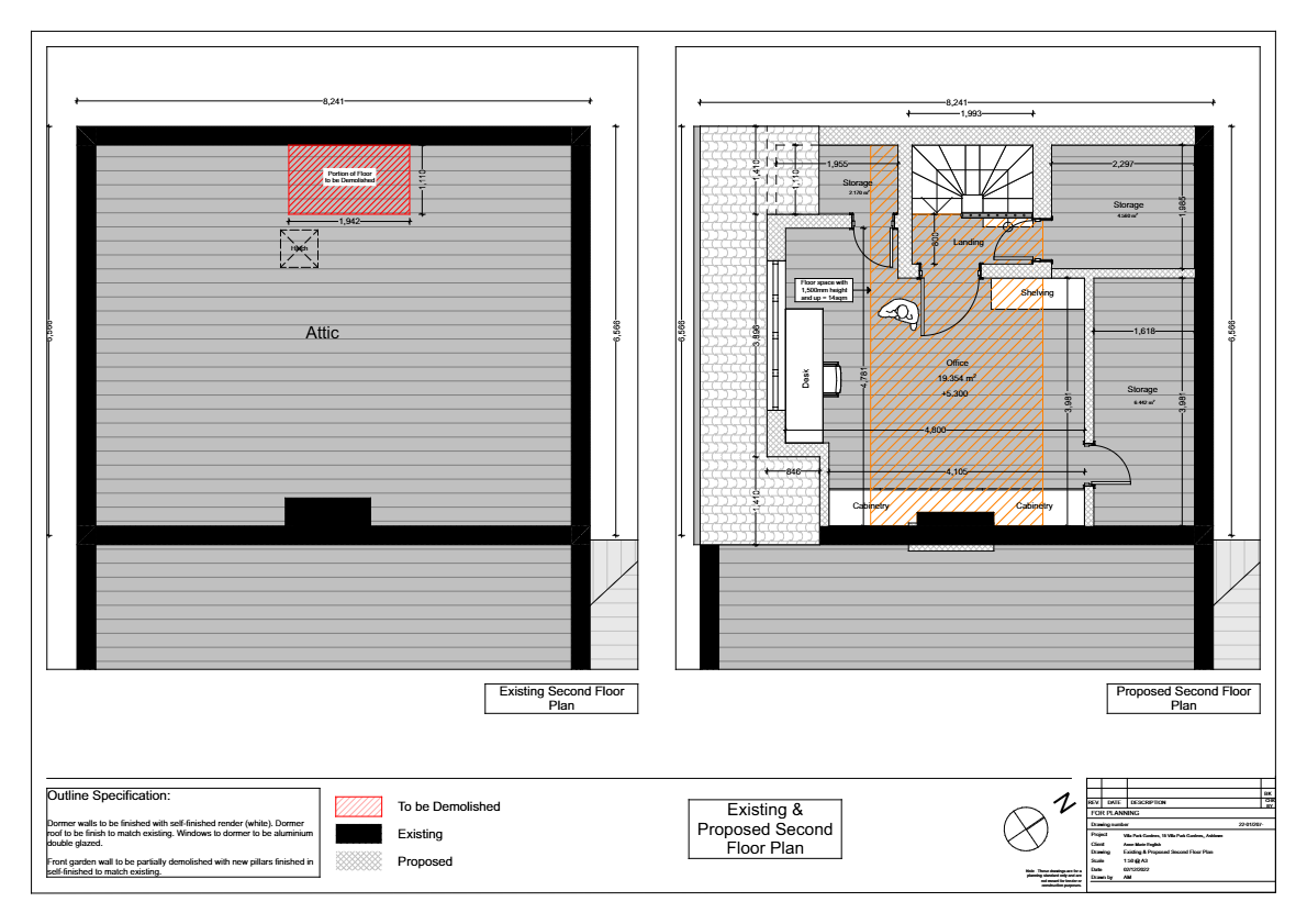 Existing & Proposed Second Floor Plan