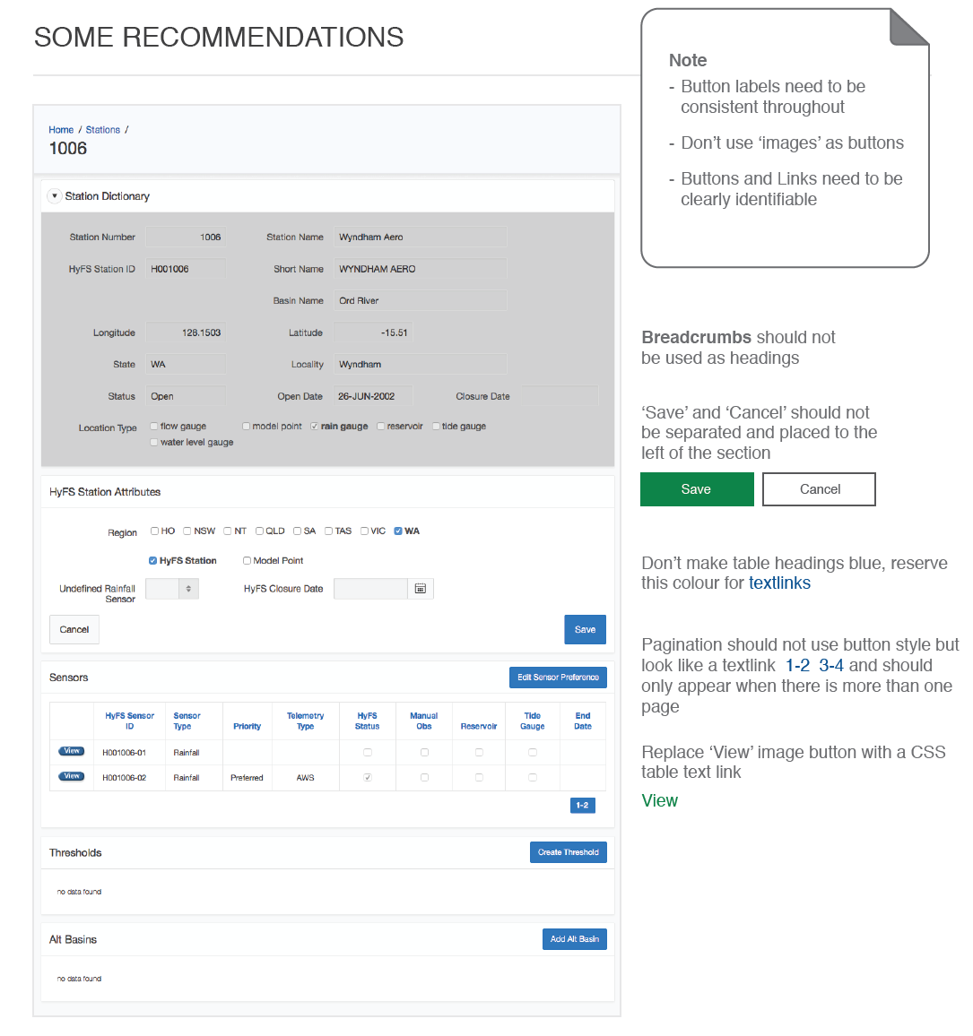 Design recommendations for an internal forecaster tool