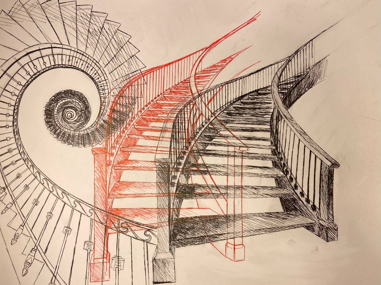 Perspective Sketch on Stairs