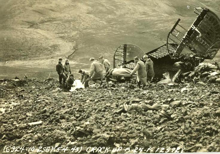 Period photo of "Hot Stuff" crash site 