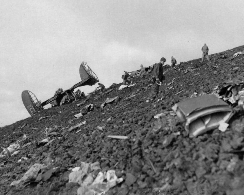 Period photo of "Hot Stuff" crash site 
