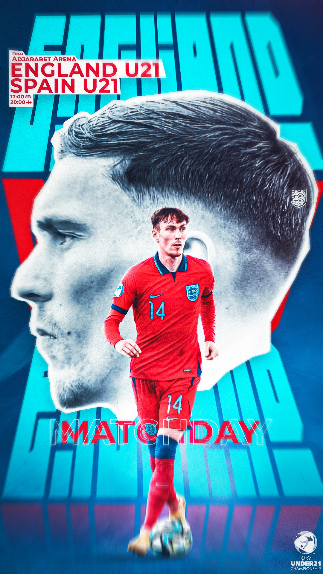 OFFICIAL MATCHDAY DESIGN FOR JAMES GARNER AGAINST U21 SPAIN IN U21 EURO's FINAL