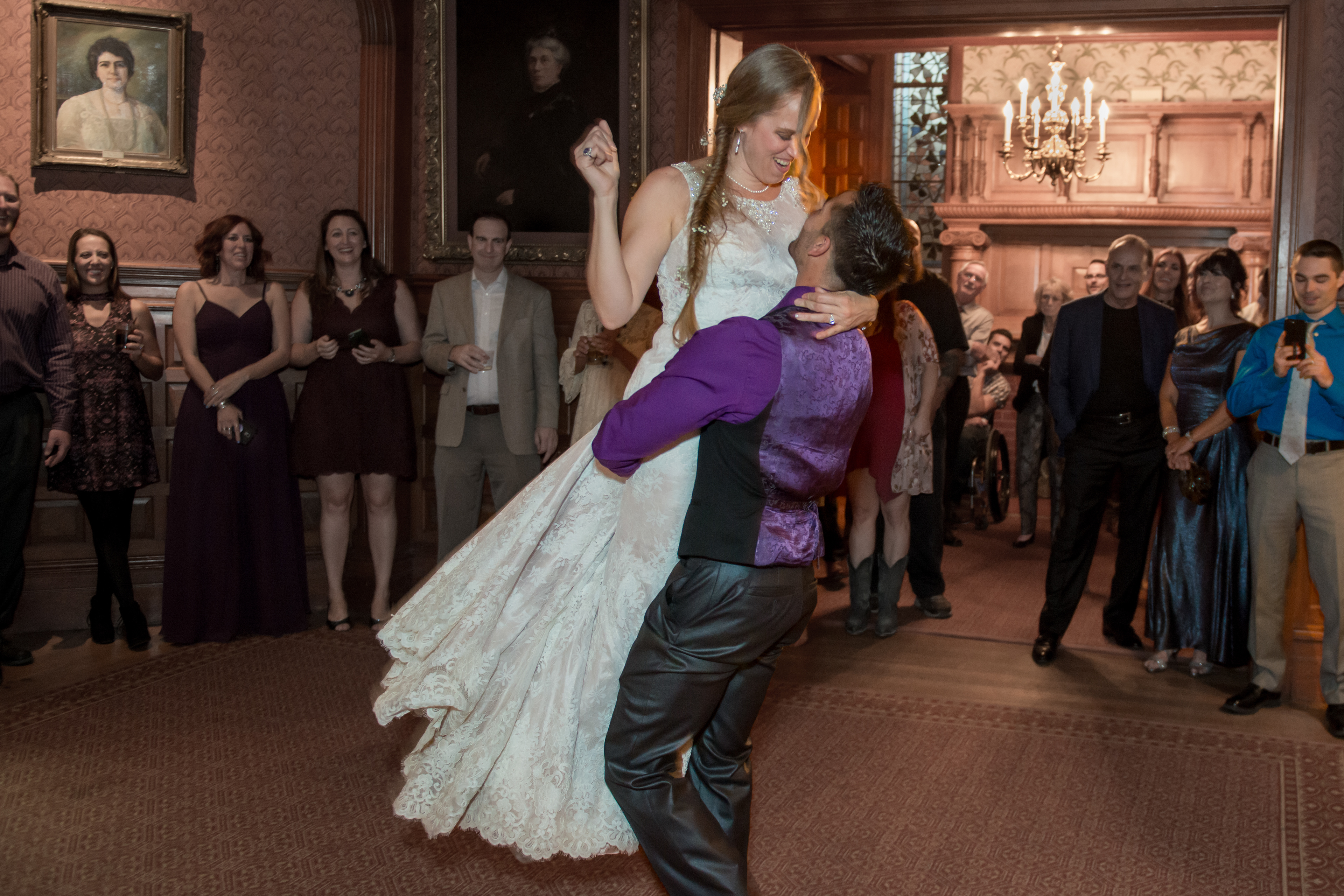bride and groom dancing