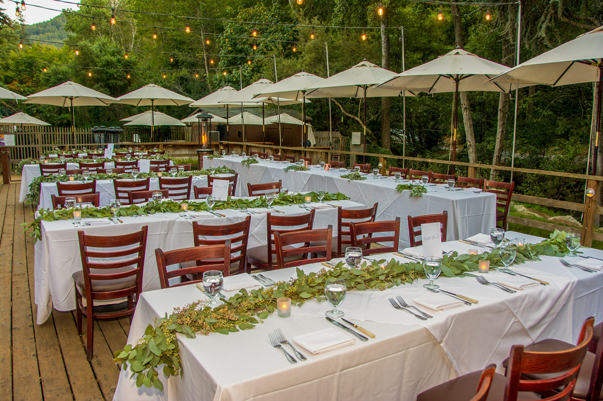 Big Sur River Inn wedding reception on the deck