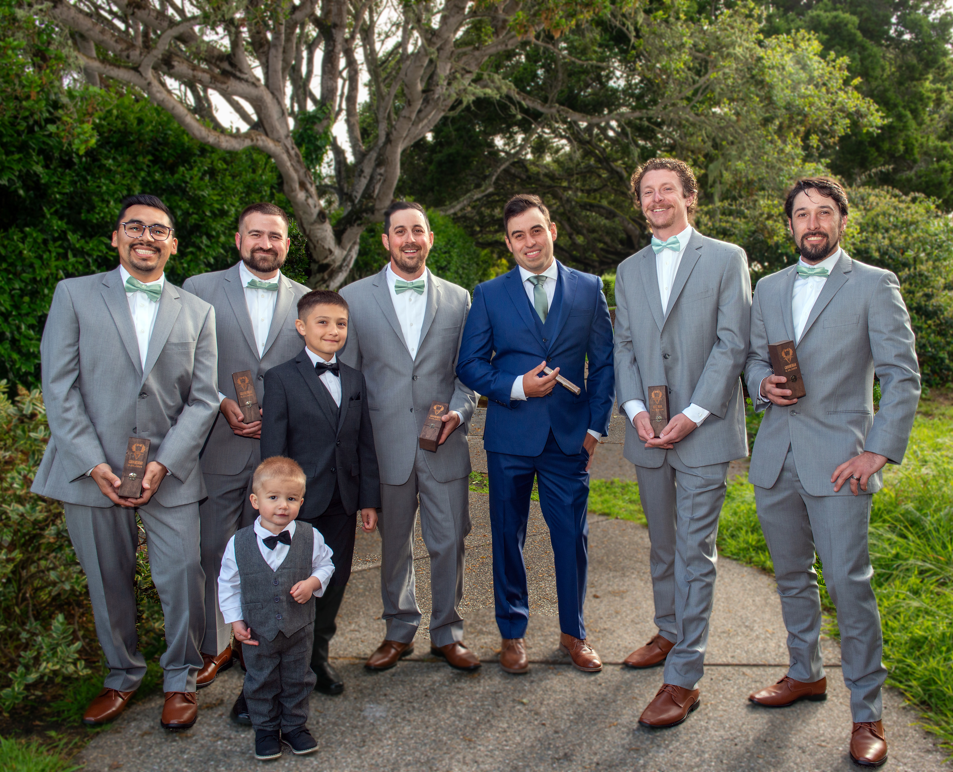 Groom with groomsmen and ring bearers