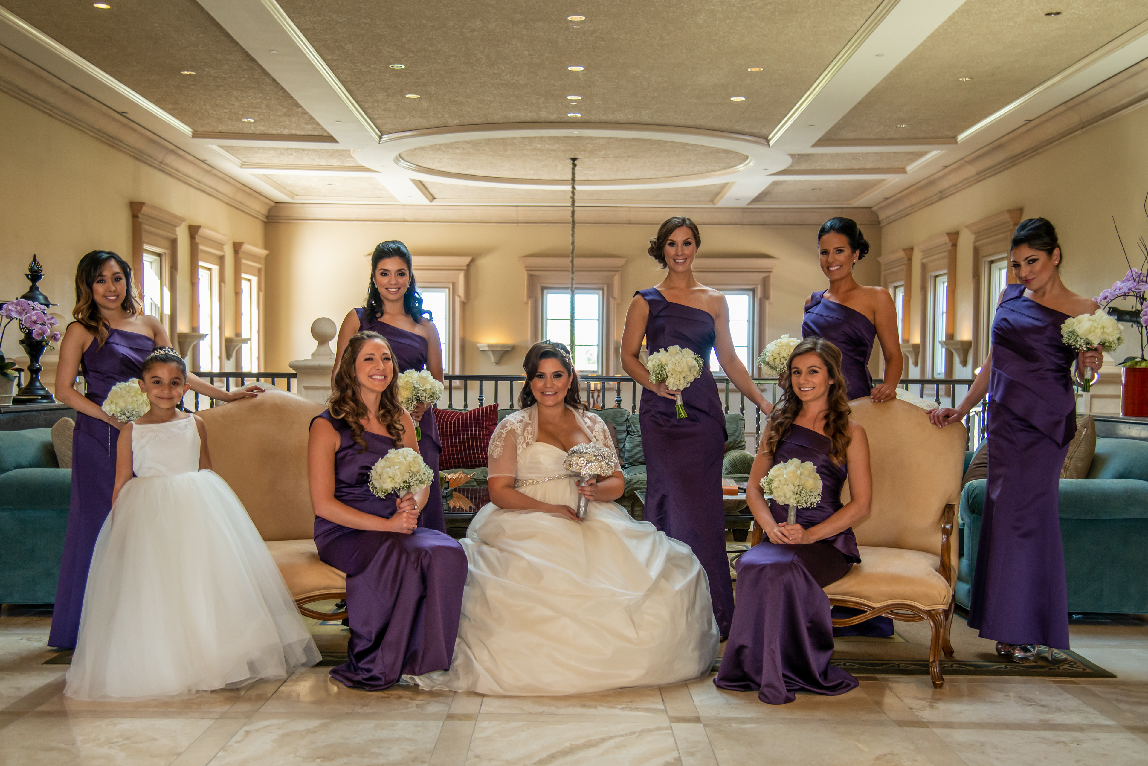 Bride with her bridesmaids