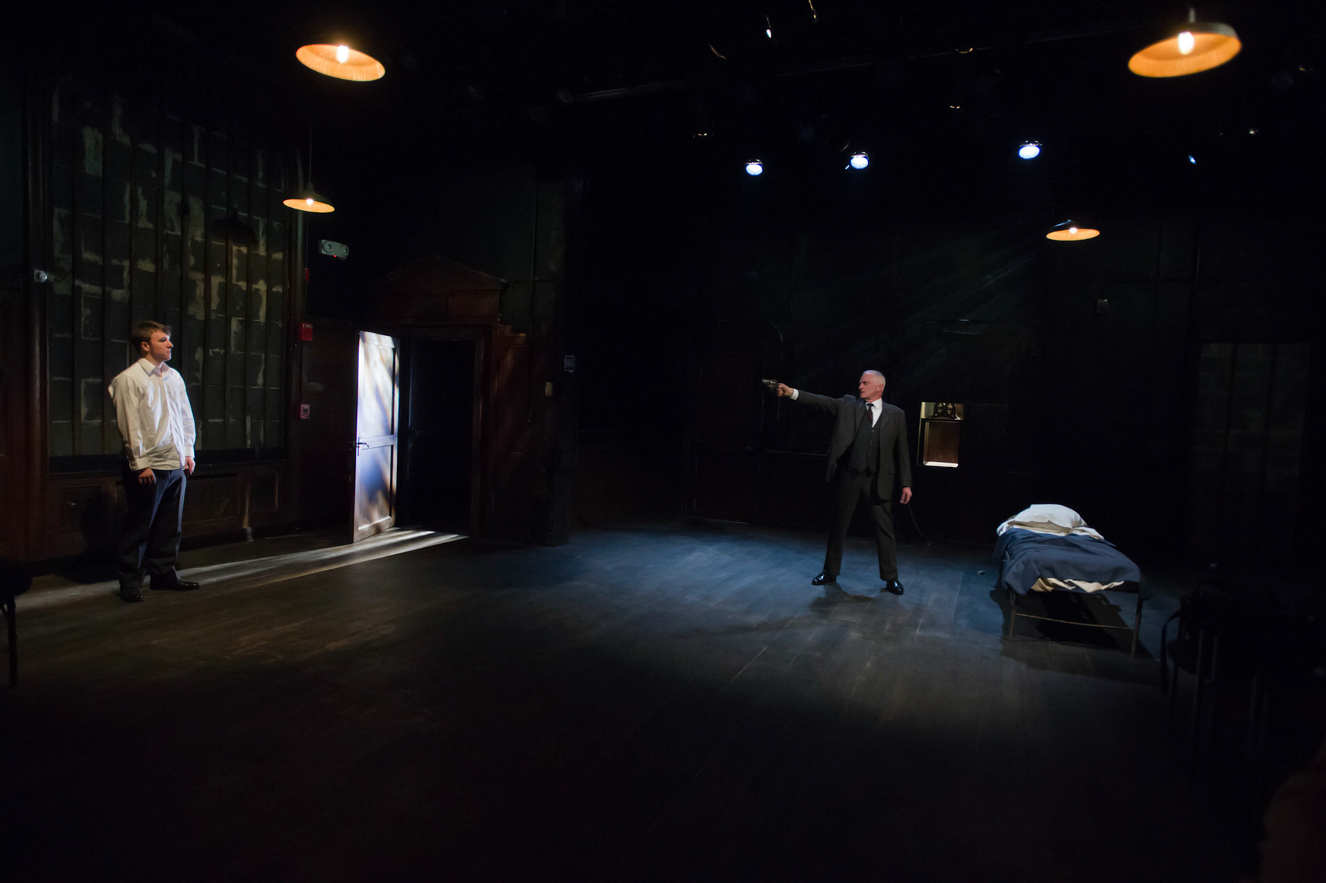 11/11/13

Krapps Last Tape and  The Dumb Waiter -
Boston Center for American Performance presents An Evening of One Acts directed by Clay Hopper: Samuel Beckett's KRAPP'S LAST TAPE featuring Sidney Friedman and Harold Pinter's THE DUMB WAITER featuring Michael Hammond. Boston Center for American Performance (BCAP), the professional extension of the BU CFA School of Theatre, presents this evening of one-acts from two of the most celebrated playwrights of the 20th century.

- Photograph By Kalman Zabarsky