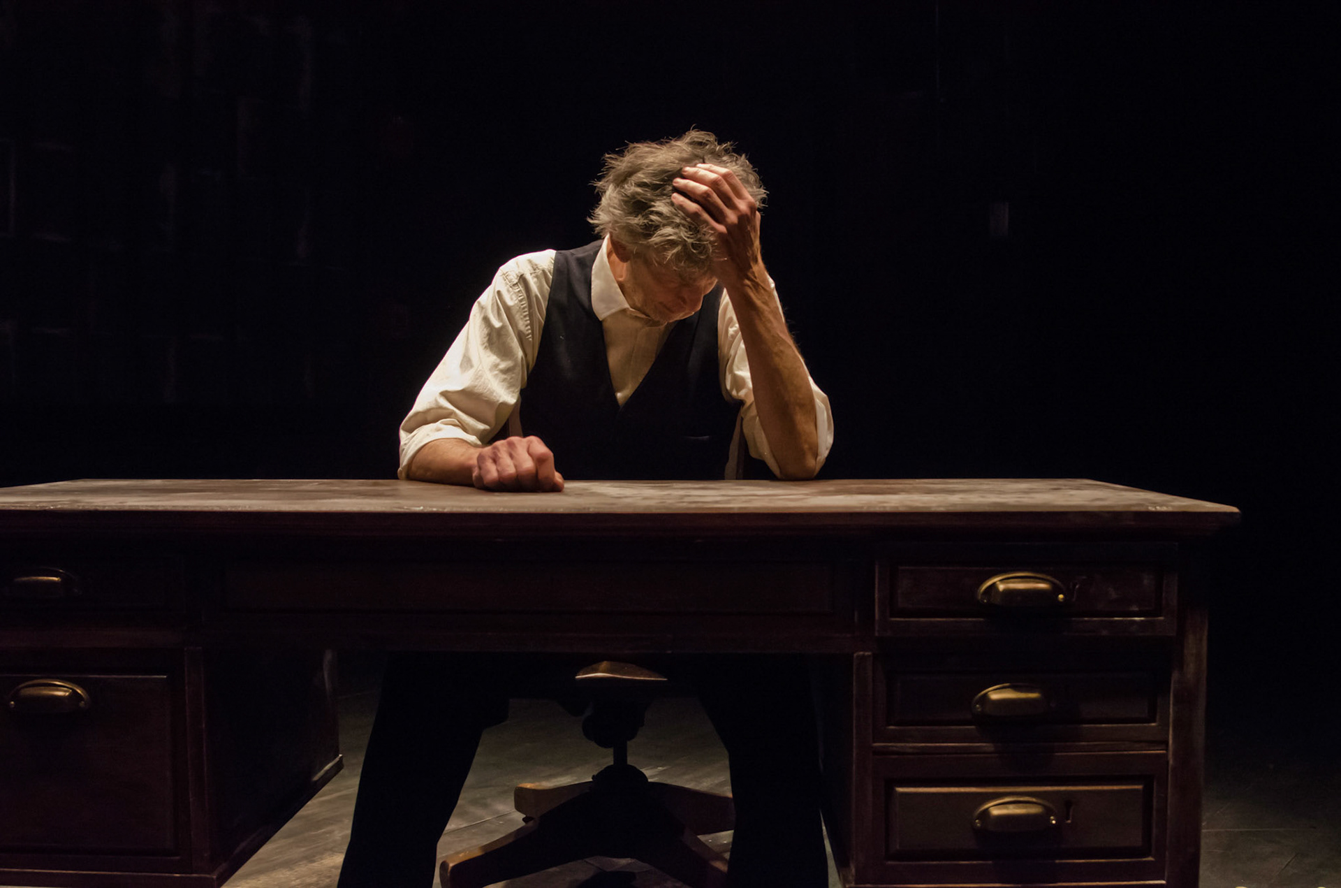 11/11/14

Krapps Last Tape and  The Dumb Waiter -
Boston Center for American Performance presents An Evening of One Acts directed by Clay Hopper: Samuel Beckett's KRAPP'S LAST TAPE featuring Sidney Friedman and Harold Pinter's THE DUMB WAITER featuring Michael Hammond. Boston Center for American Performance (BCAP), the professional extension of the BU CFA School of Theatre, presents this evening of one-acts from two of the most celebrated playwrights of the 20th century.

- Photograph By Kalman Zabarsky