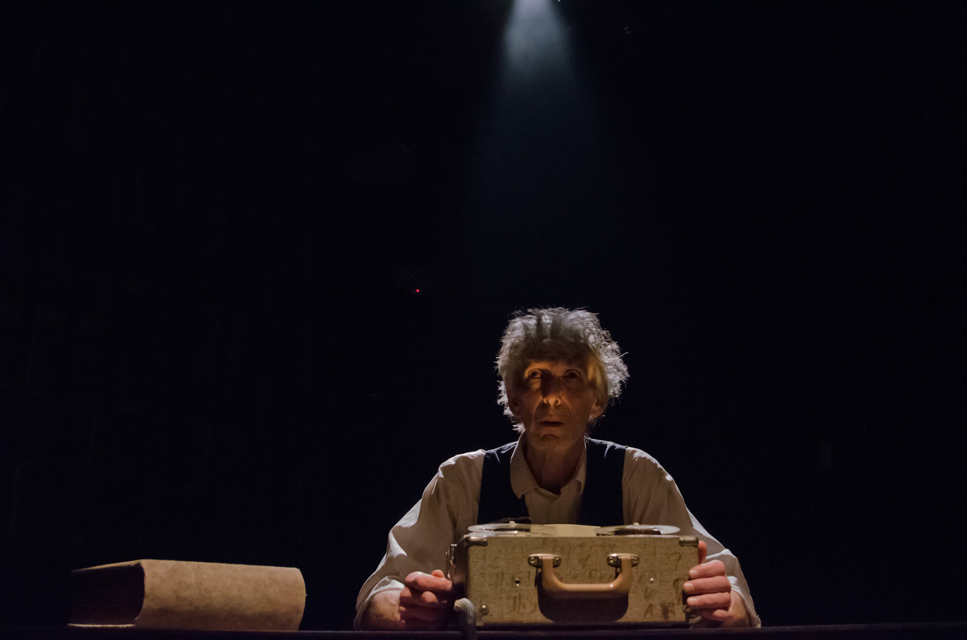 11/11/14

Krapps Last Tape and  The Dumb Waiter -
Boston Center for American Performance presents An Evening of One Acts directed by Clay Hopper: Samuel Beckett's KRAPP'S LAST TAPE featuring Sidney Friedman and Harold Pinter's THE DUMB WAITER featuring Michael Hammond. Boston Center for American Performance (BCAP), the professional extension of the BU CFA School of Theatre, presents this evening of one-acts from two of the most celebrated playwrights of the 20th century.

- Photograph By Kalman Zabarsky