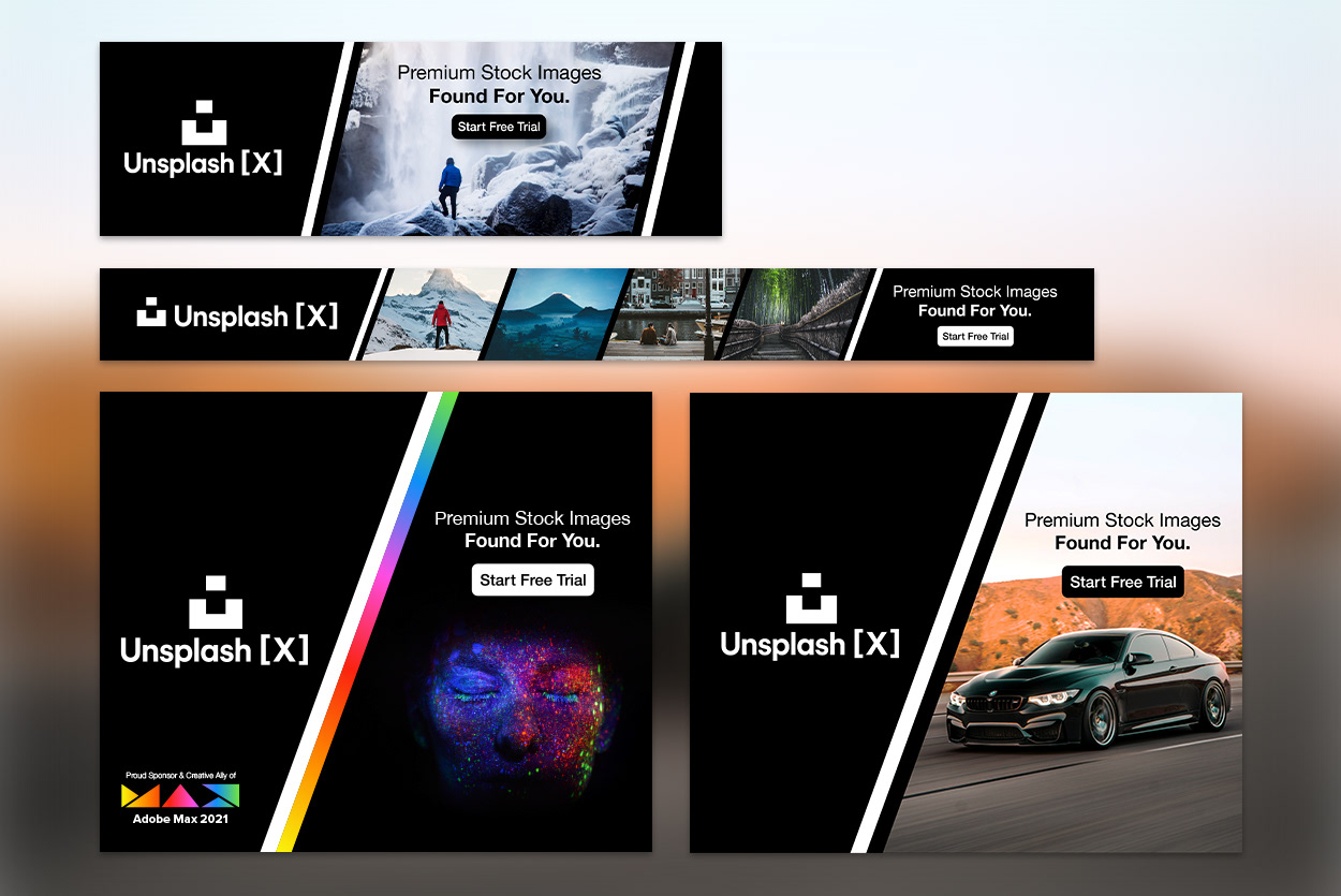 Various Unsplash [X] Web Ads