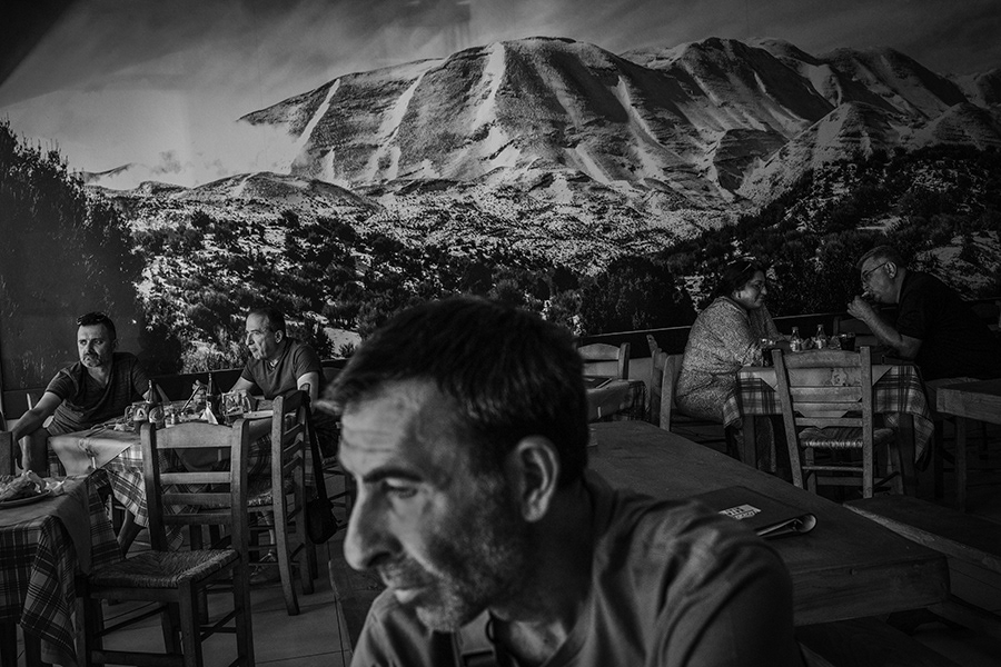People having dinner in a traditional Greek tavern on the island of Lesvos    Lesvos in Greece  ,2024