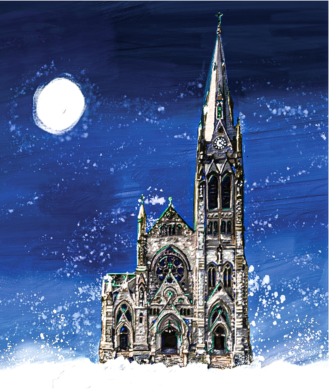 Oil painting of College Church using Adobe Fresco on iPad
