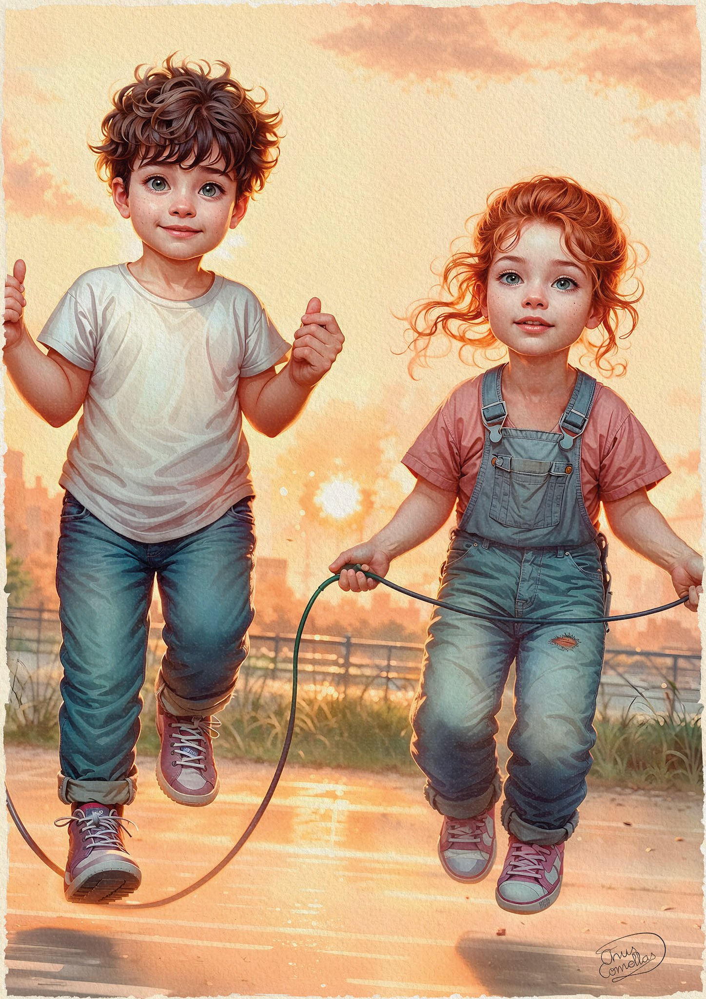 Jugando al atardecer