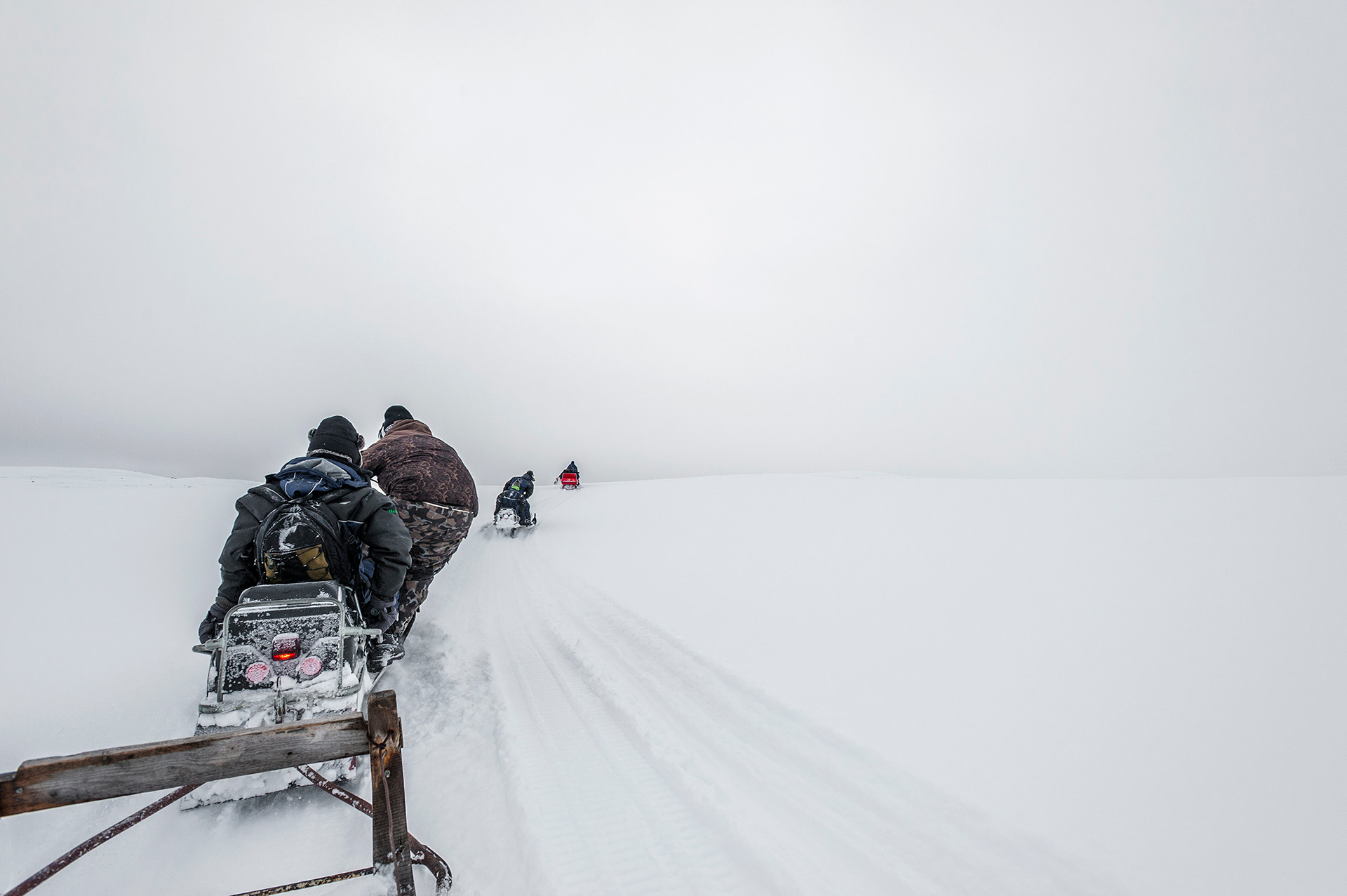 Complete white out as we race to finnishing line and a warm cabin off the mountain