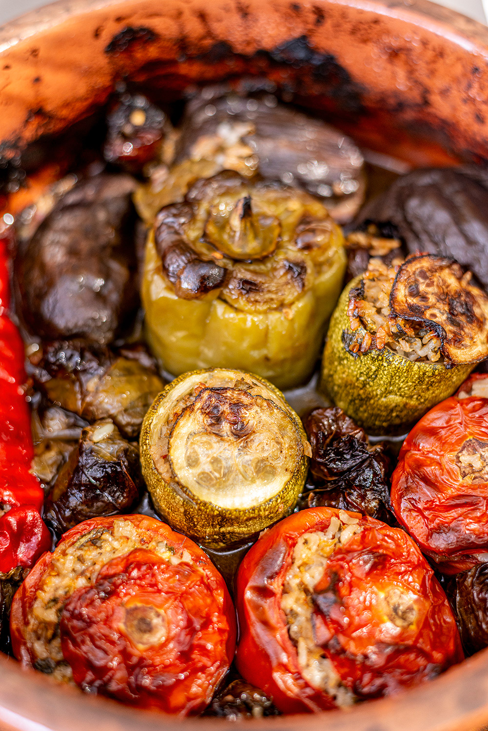 Creten Slow Cooked Stuffed roasted vegetables - Nektaria's Kitchen - Kavousi Village