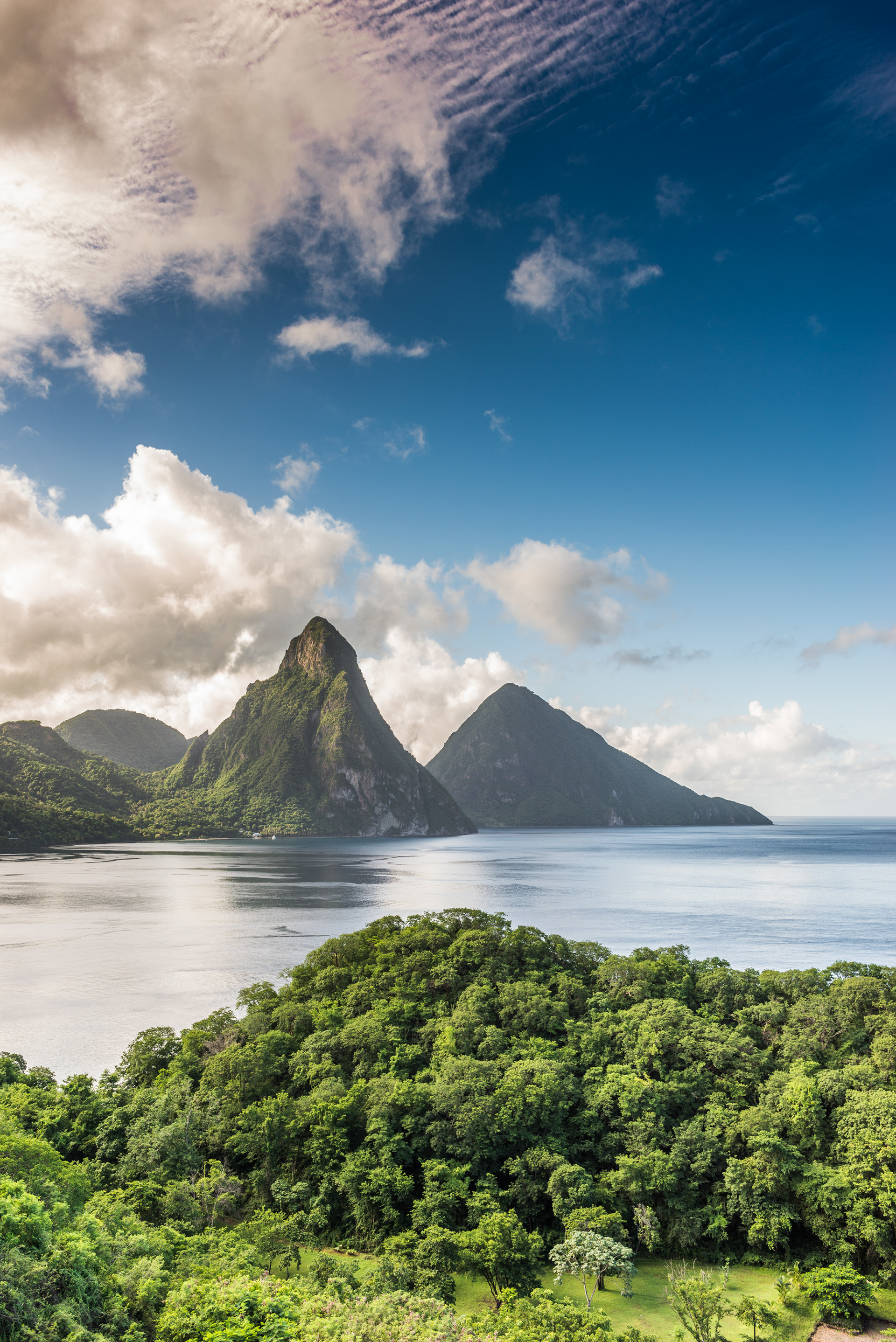 View of The Pitons from the room in Jade Mountain Resort
